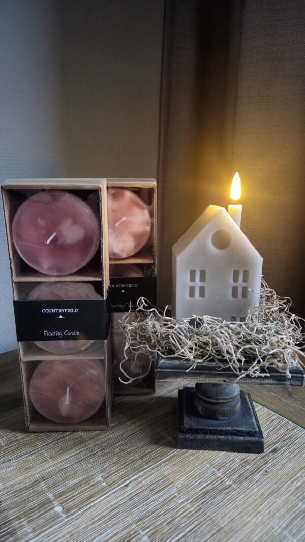 Countryfield drijfkaars roze 3 stuks