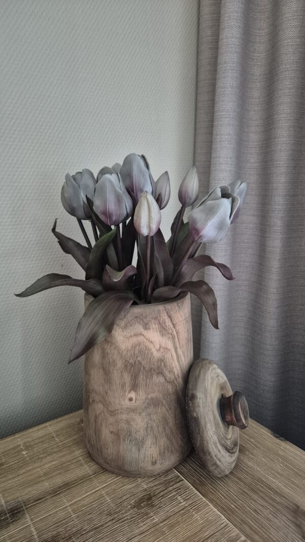 Kunststof tulpen donker grijs 30 cm (5 tulpen)