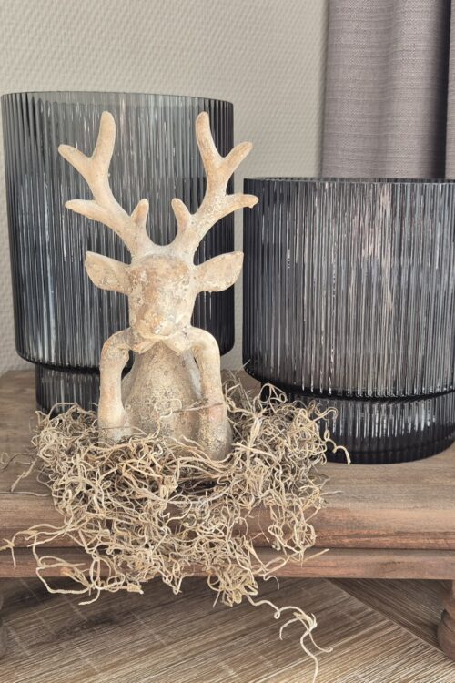 Stijlvolle Zwart/Grijze Waxinelichthouder van Glas – 22 cm Hoog