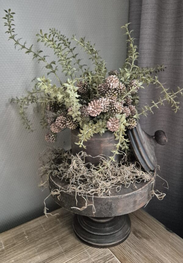 Complete set | Houten plateau met pot en kunstbloemen