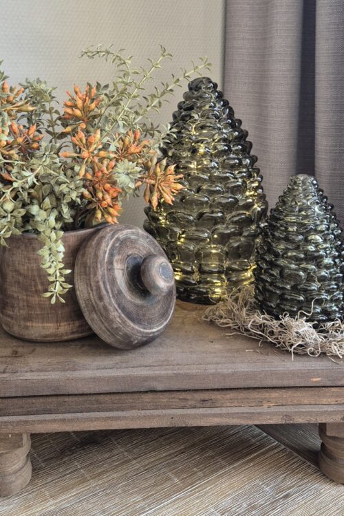 Glazen Dennenappel Groen – Groot 25,5 cm