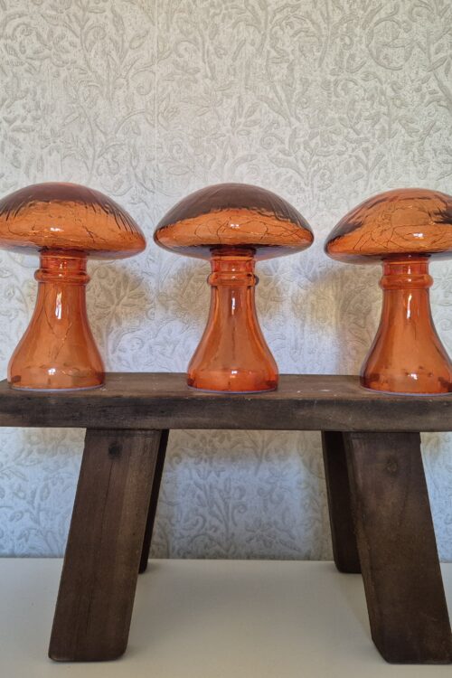 Glazen Paddestoel Oranje – 18 cm