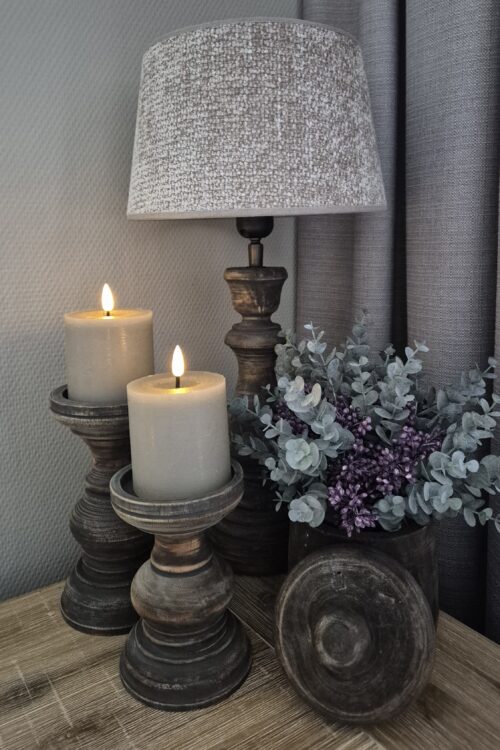 Complete decoratieset met beige lampenkap en LED-kaarsen