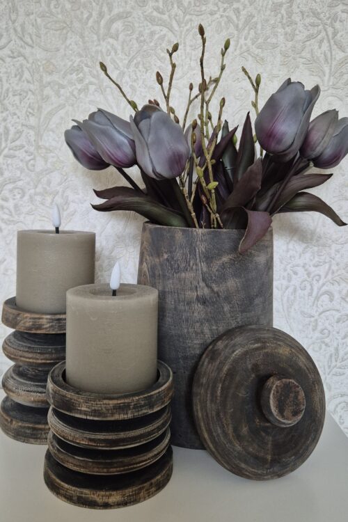 Complete decoratieset met grijze tulpen