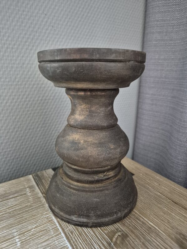 Kandelaar in bruin/gouden tinten, 15 cm hoog en 10 cm breed