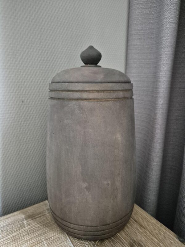 Grote bruine houten pot van 30,5 cm hoog en 16 cm breed