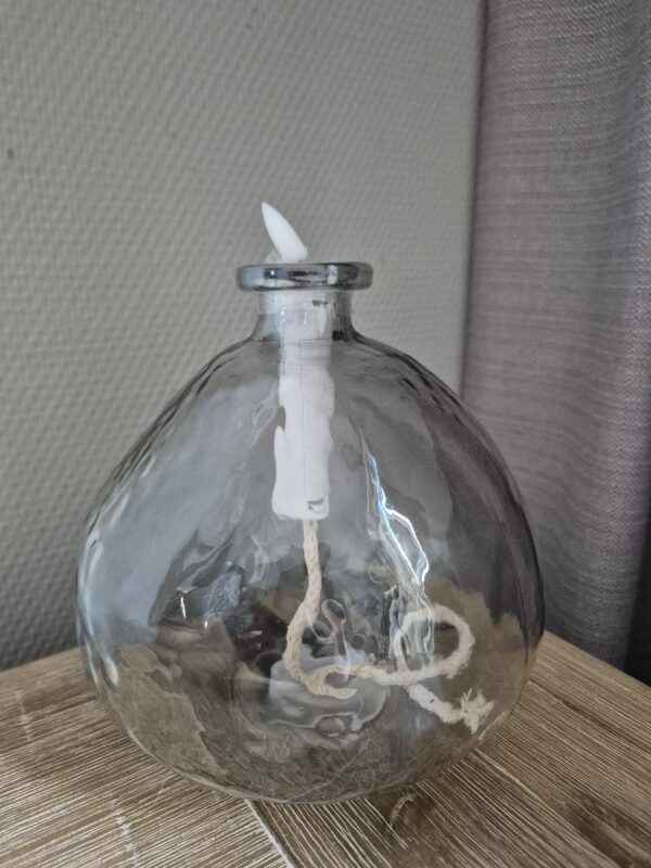 Glazen windlicht met LED-kaars, 19 cm hoog en 16 cm breed