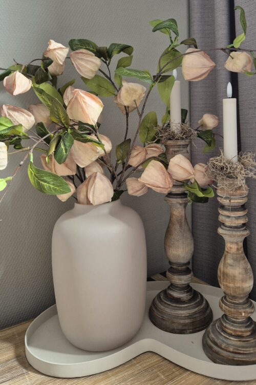 Stijlvolle Ivory Decoratie Set – Compleet met Vaas, Dienblad & Kandelaren