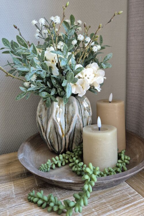 Decoratieve Set met Dienblad, Vaas en Kaarsen