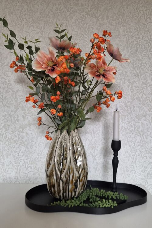 Stijlvolle Tafeldecoratie Set met Kunstboeket, Vaas & Accessoires