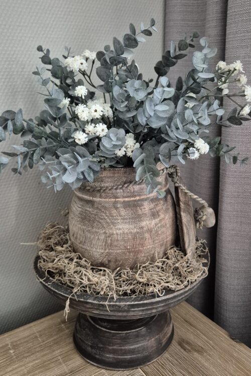 Landelijke Houten Decoratieset met Boeket & Gratis Tillandsia