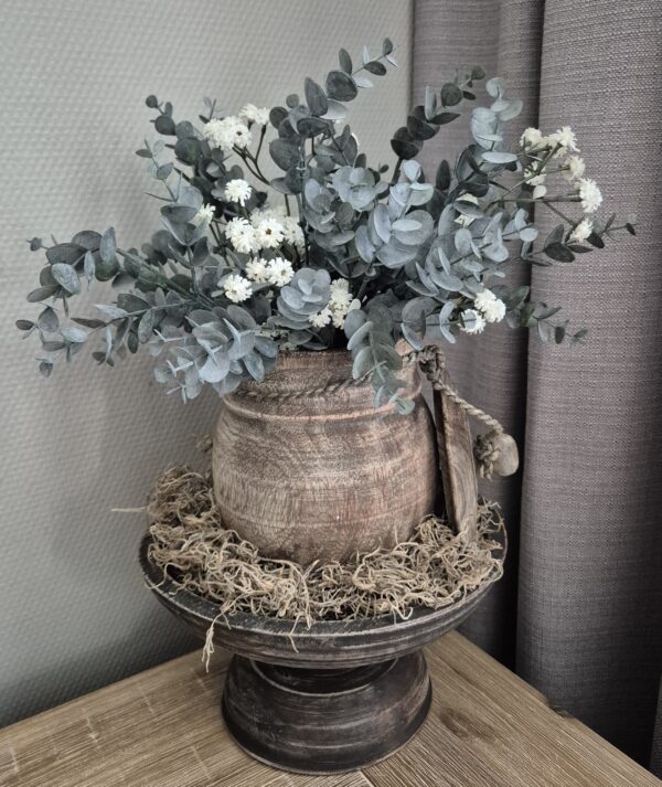Landelijke Houten Decoratieset met Boeket & Gratis Tillandsia