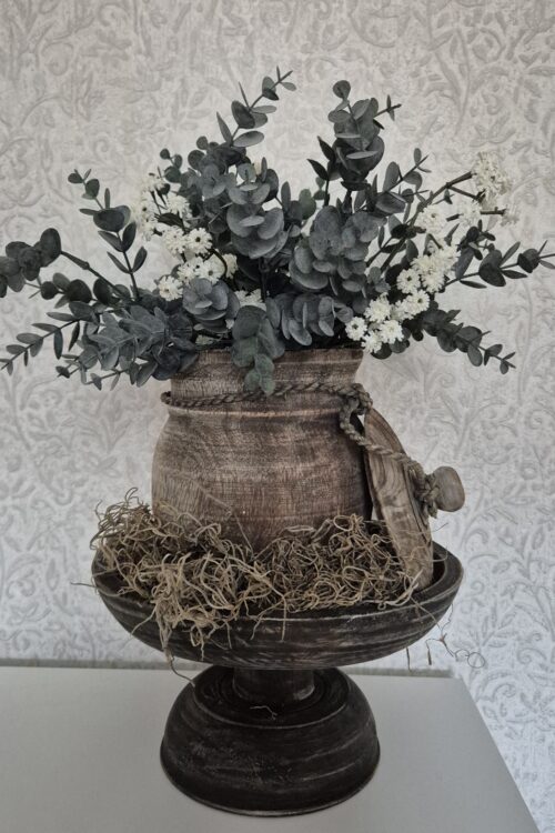 Landelijke Houten Decoratieset met Boeket & Gratis Tillandsia