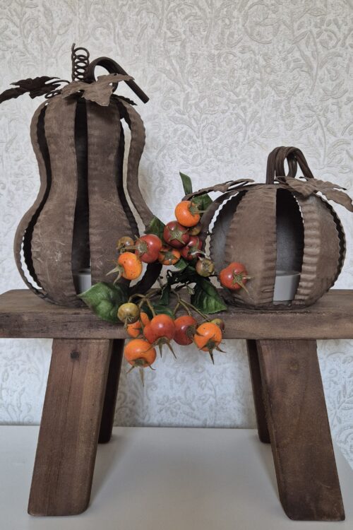 Stalen pompoenen, exclusief bankje en decoratie
